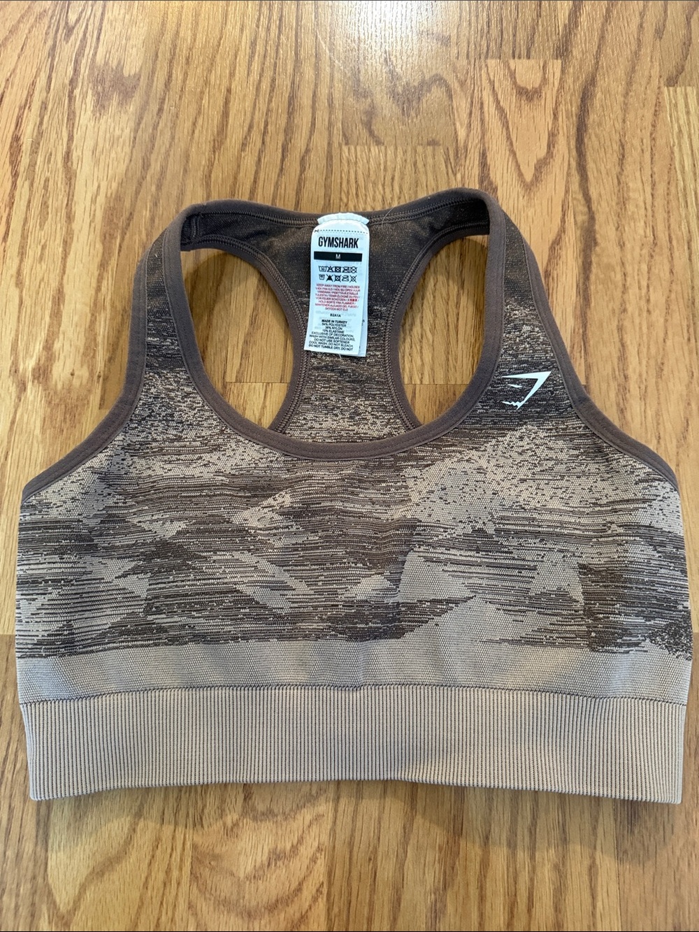 Gymshark Brown Camo Seamless Racerback Sports Bra